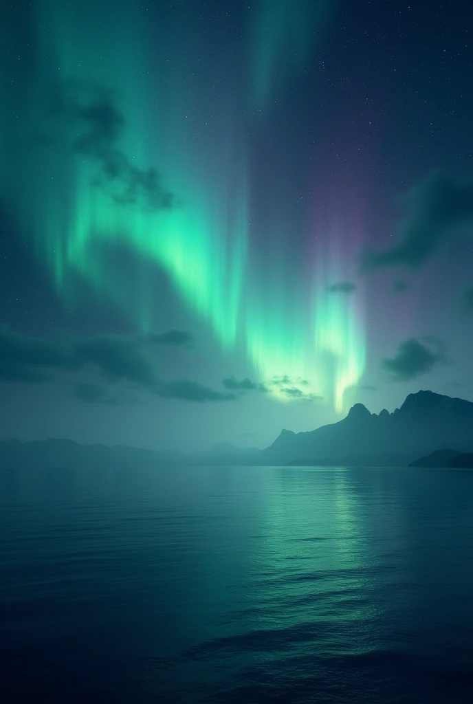 Night Sky Ocean Aurora mysterious