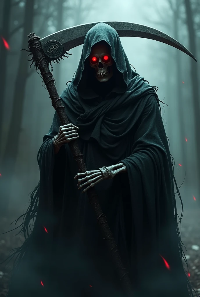 Create a character of a ghosth call of duty represents death with a skull and some letters that 