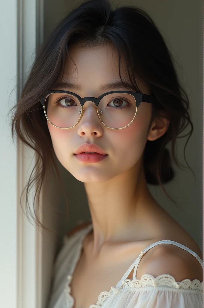 beautiful girl with glasses