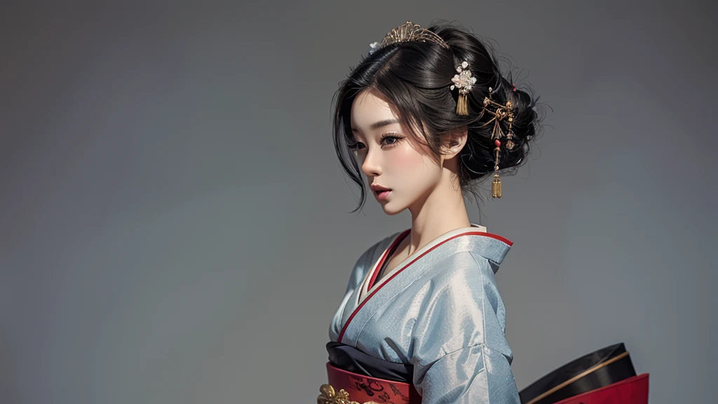 beautiful geisha, half body view