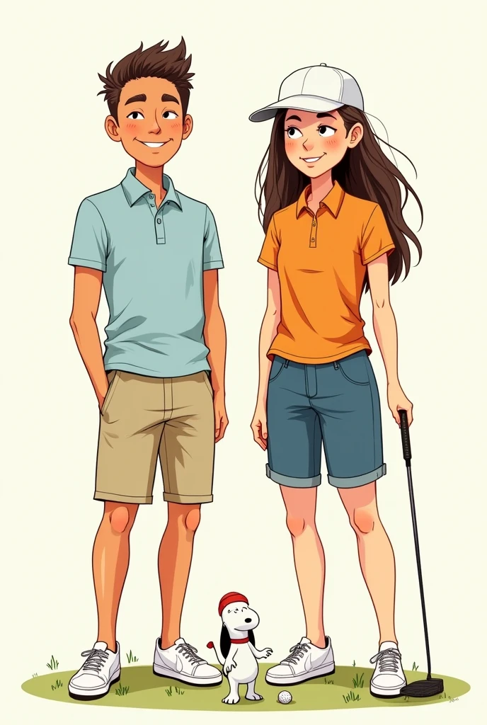 Only 3 colors、Simple, Snoopy-esque hand-drawn illustrations of men's and women's golf fashion