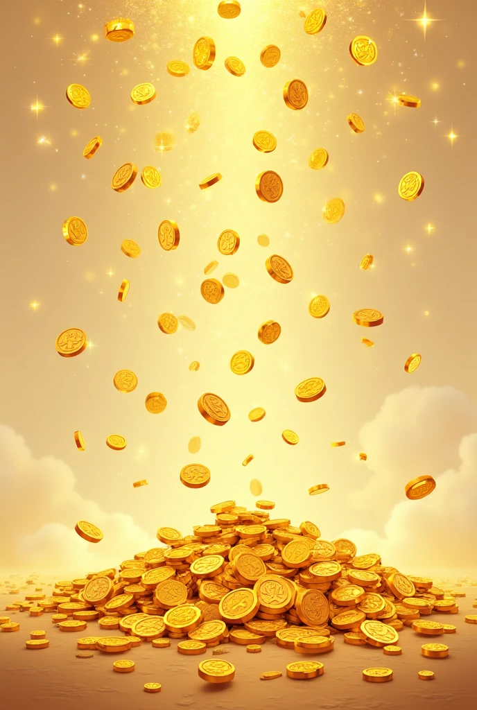 rain of gold coins without background cartoon style