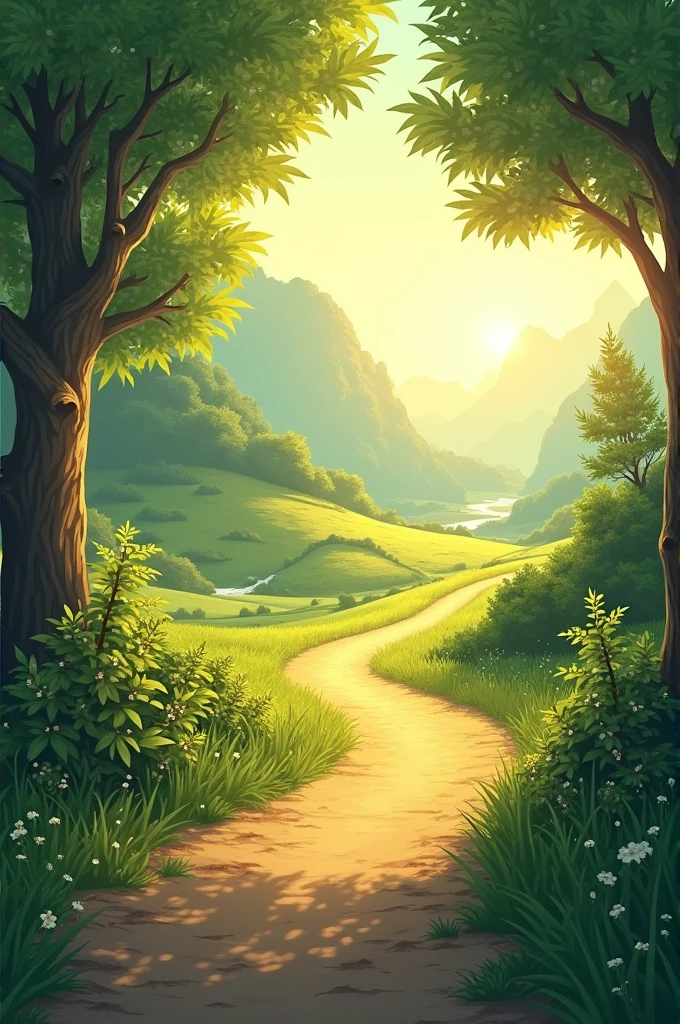 A passage, a path and the beautiful morning sun 