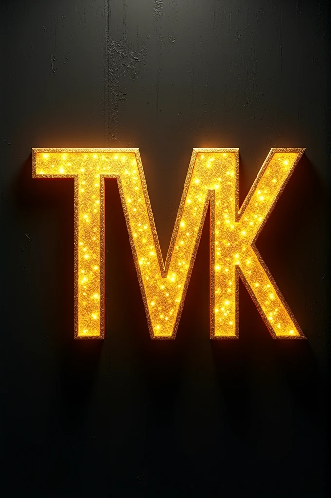 Make letter TVK fonts in Golden bold Stylish Texture glitter look background black