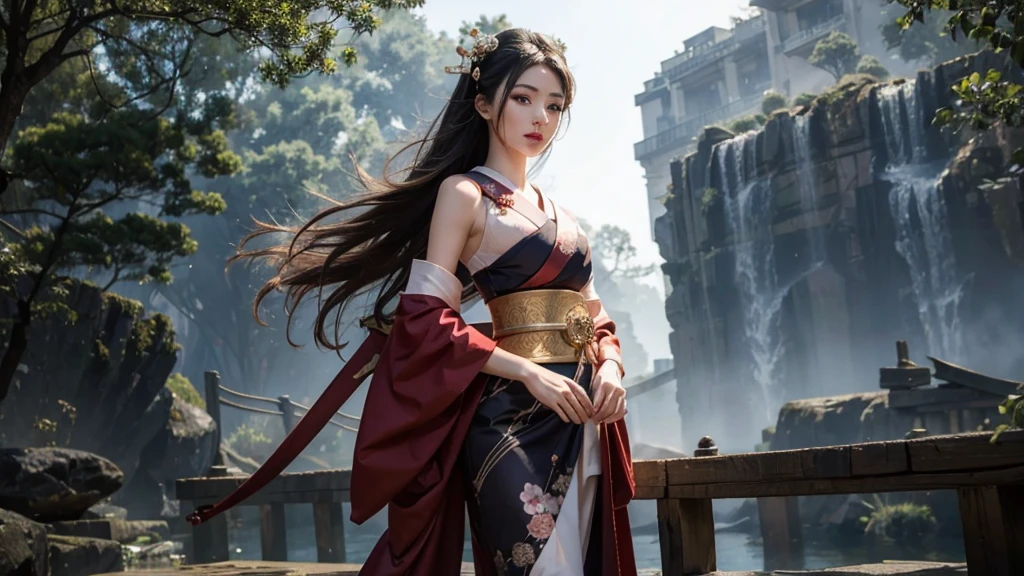 beautiful geisha, half body view