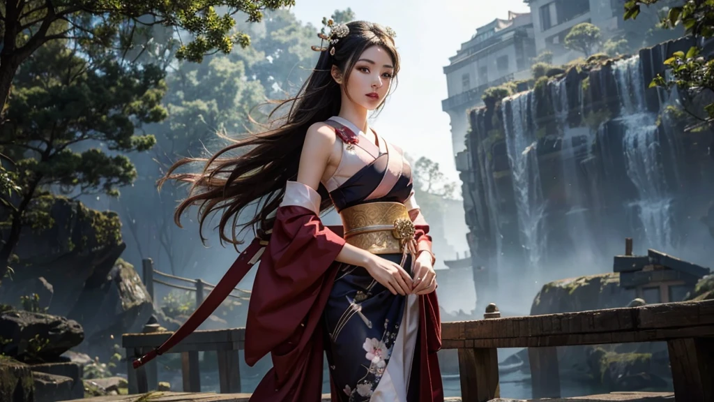 beautiful geisha, half body view