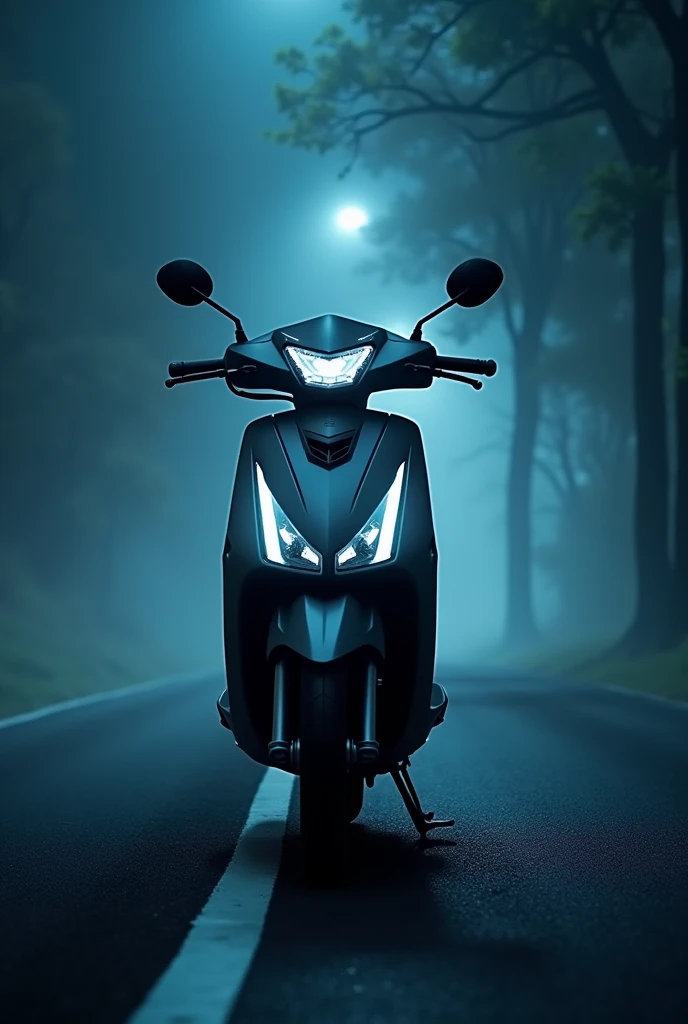 Tvs ntorq 125 on road at night with fog