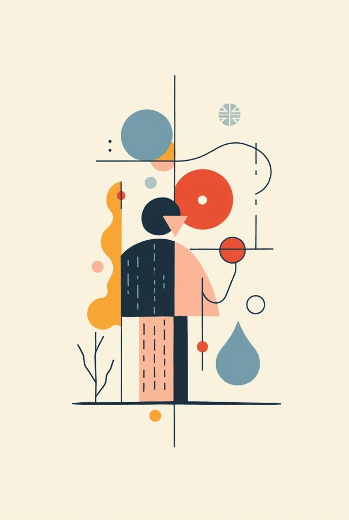 Make a drawing that shows the characteristics and principles of design. Make it easy to draw like can draw it.