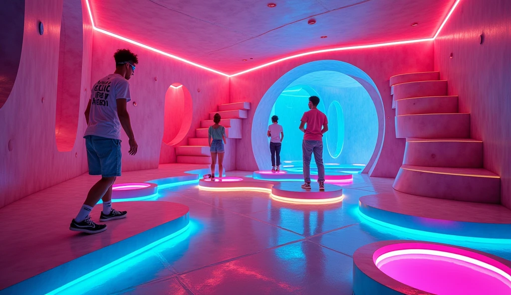 A room, room looks like funny and has, for making blindfolded area challenge neon area