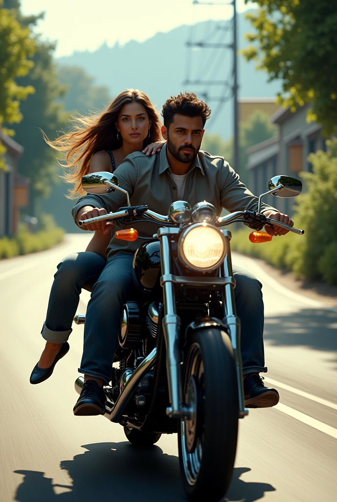 Men with black bike and back side girl
