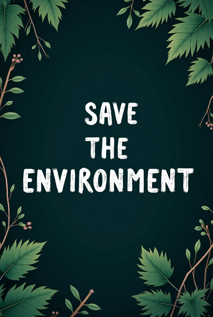 A poster that written way to save the environment with black background and nature element