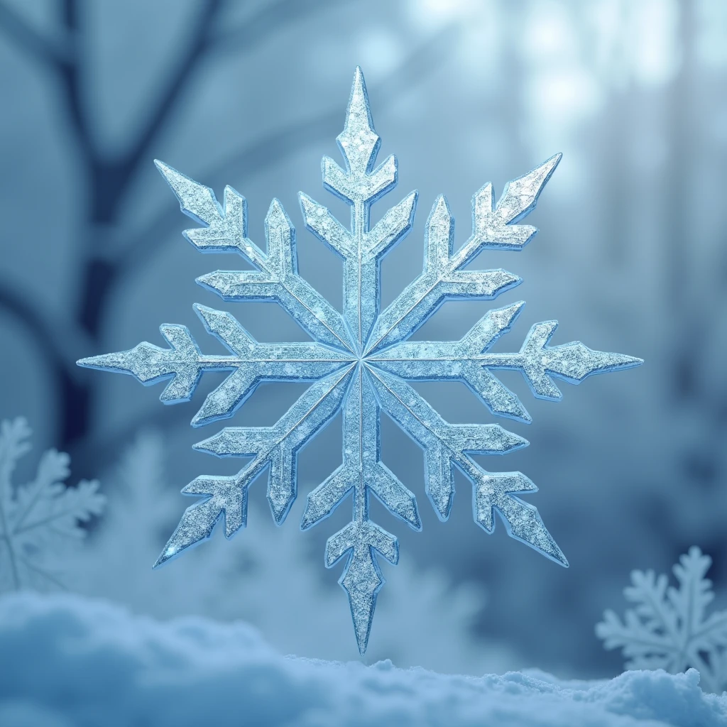 "Design a logo featuring an abstract, rare, and intricate snowflake. The snowflake should have a modern and elegant appearance, with delicate, symmetrical patterns that stand out. Use a combination of cool colors, like icy blue, silver, and white, to give it a frosty, wintery feel. Incorporate subtle geometric shapes and lines to make the snowflake look both natural and futuristic, ensuring the design is visually striking and distinctive. The logo should be suitable for a high-end brand, with a clean and sophisticated aesthetic."