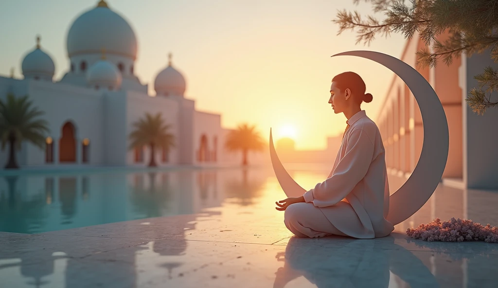 Of course! Here’s an alternative prompt for an Islamic-themed thumbnail:
---
**Prompt:**
**Background:** A tranquil scene, such as a serene desert landscape at dusk or a peaceful garden with subtle Islamic architectural elements in the background.
**Foreground:** A semi-transparent overlay featuring an Islamic symbol, like a crescent moon or a silhouette of a person in a contemplative pose.
**Text:** Clear, elegant text that reads "Emotional Nasheed" and "1 Hour Relaxation Music" with a style that complements the serene theme.
**Additional Elements:** Add a small "Royalty-Free" badge or icon, and include delicate Islamic patterns or calligraphy to enhance the cultural relevance.
---
This prompt should help create a visually appealing and culturally appropriate thumbnail.