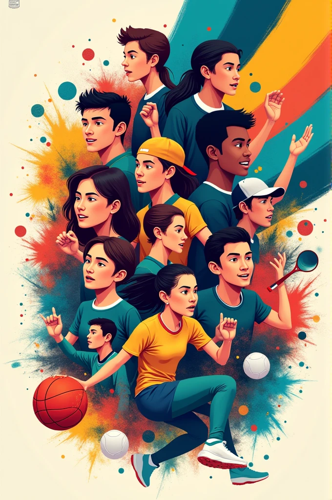 generates a poster for an event celebrating the dynamism of young people in sports, cultural, political fields