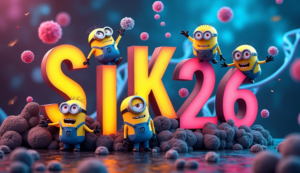 cover photo with minions, dna, cells, protein and text SiK26 with S and K capitalize