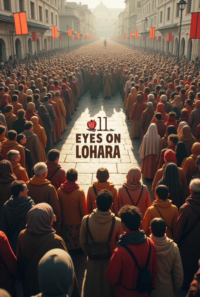 All people standing . In the middle of image the text is written "All Eyes On Lohara "