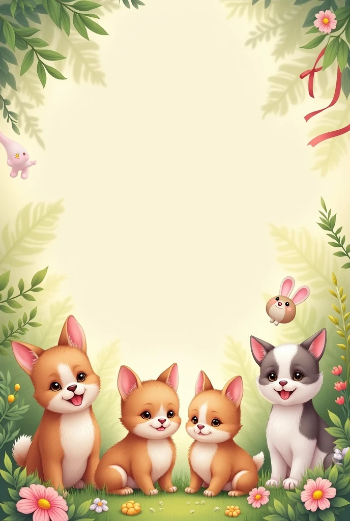 Généré moi une image rectangle  avec plusieurs animaux mignons 