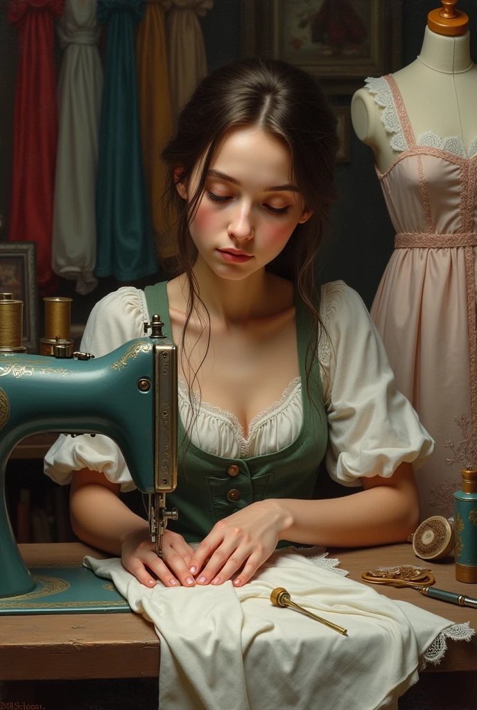 Eliza as a seamstress 