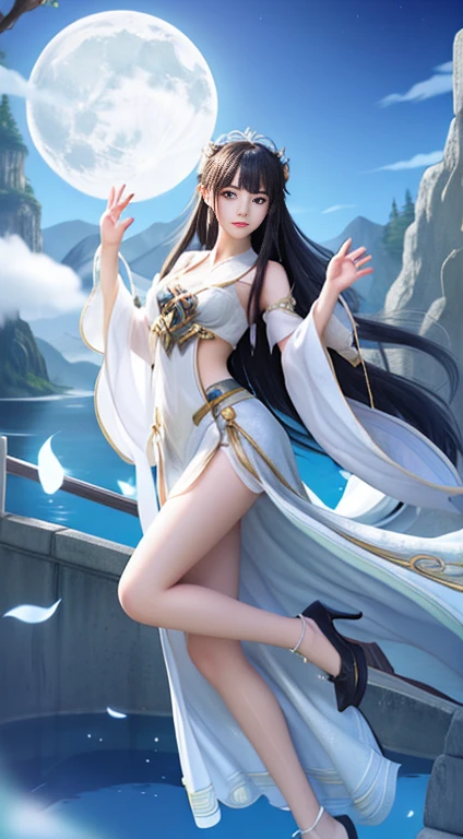 Moonlight的风景,A unique ancient costume goddess。Her gorgeous attire shines,The skirt flutters in the breeze,It looks elegant and dynamic。Her eyes are full of playfulness,As if blending into this peaceful nature。
This costume goddess wears a pair of stylish high heels,it seems incompatible with her性感。
Moonlight,The scenery is more hazy and beautiful。,Fairy Beauty,Makes people want to get closer,,it'Captivating,Unable to escape。,,,White skirt,,sit on the floor,,front,White high heels,,Beautiful ass,Exposing genitals,No pants