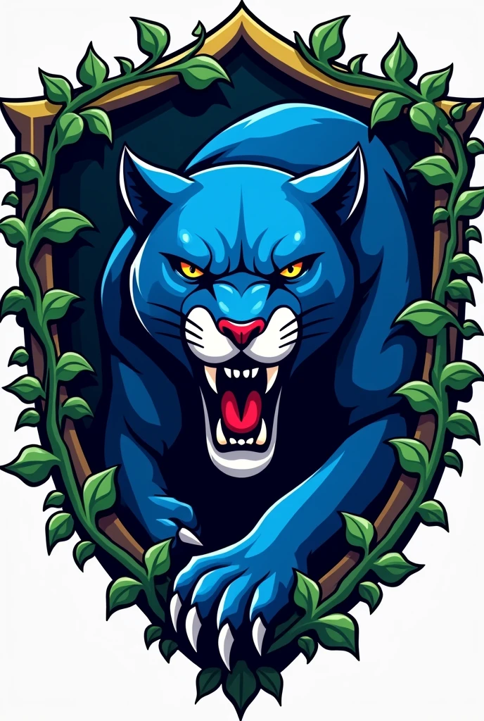 make a sports logo that is blue panther and ivy on it. its a shield logo