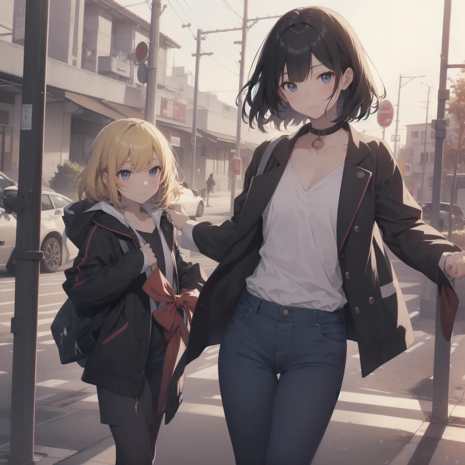 ultra-absurdres-Top quality by artist God, ultra-detailed, high resolution, anime moe artstyle, best anime 8k konachan wallpaper, pixiv contest winner, pool:2810, perfect anatomy,break, 1girl, (Please draw a girl walking sleepily to school alone. )break,(Solo,little female,13yo:1.3),Full limbs, complete fingers,a junior high school student, (very short hair), short cut, flat chest, , small butt, small black eyes, beautiful detailed eyes, well-proportioned iris and pupils, expressive eyes, highres detailed hair, soft expression, salor school_uniform, sailor collar, serahuku, bow, pleated skirt,(Detailed Lighting), (Detailed background), in the School commute route. break,super detailed skin, Best cinematic lighting powered by famous artist, 8k,beauty illustration,photoshop_(medium),very aesthetic,break,((artist:mery_(yangmalgage) )), artist:clamp ,artist:carnelian ,artist:kantoku ,