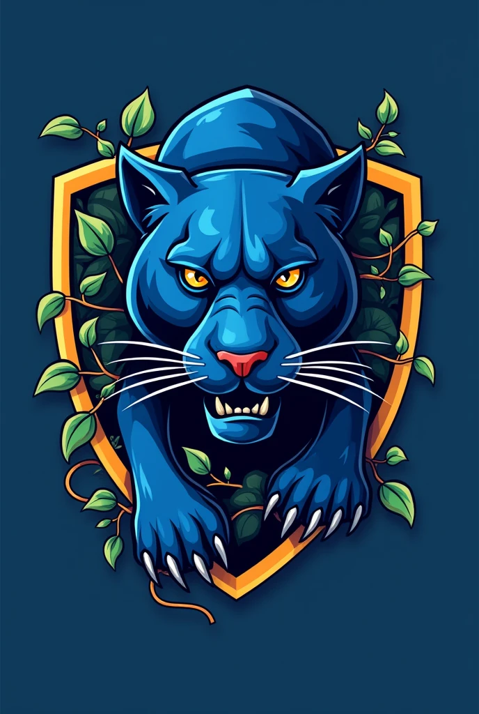make a sports logo that is blue panther and ivy on it. its a shield logo. Combine it
