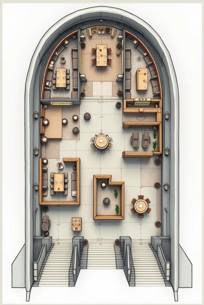 Airplane restaurant concept floor plan
