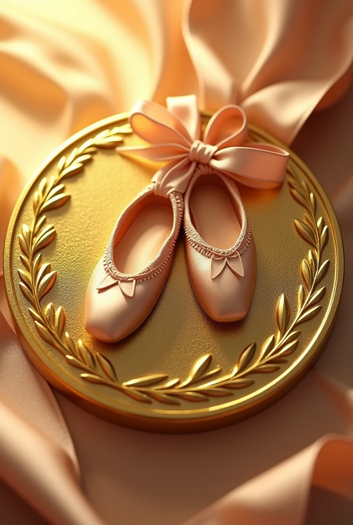 Make a real gold medal with ballerina slippers in the middle
