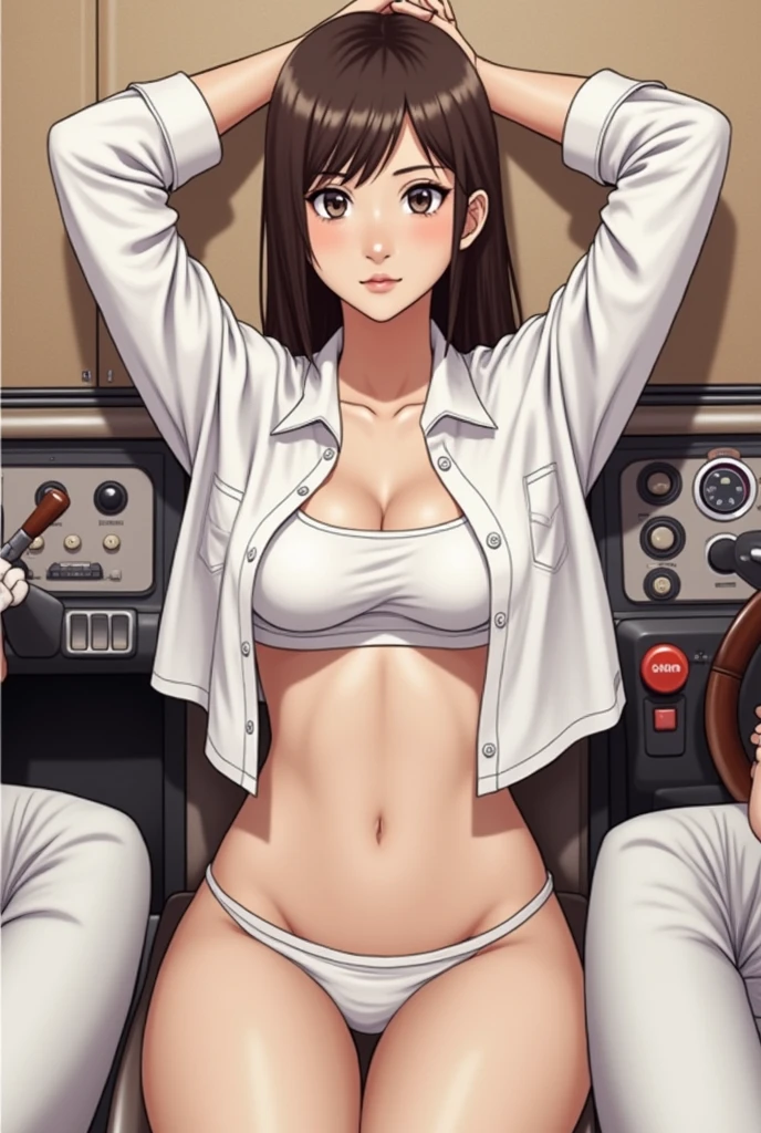 Photorealistic, Ultra-realistic, Very beautiful Japanese truck driver, Famous Japanese Idols, 2, Work clothes, Driving a Scania heavy truck, Looking from the driver&#39;s seat, Dramatic scenes, masterpiece, (Face Focus:1.3), Beautiful Eyes,
