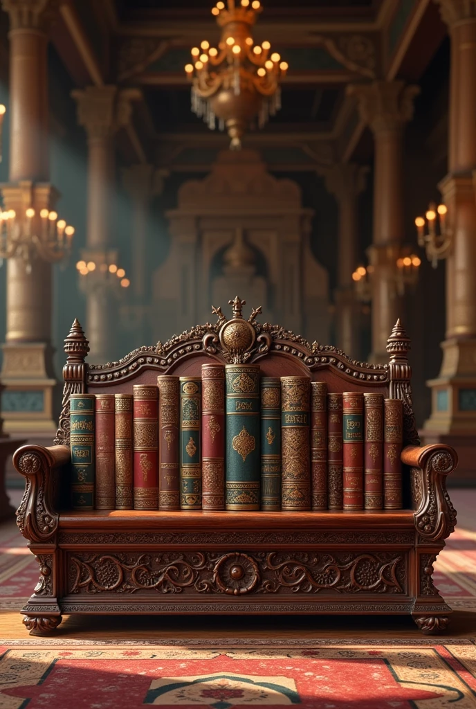 All purana related books in one bench in a kingdom
