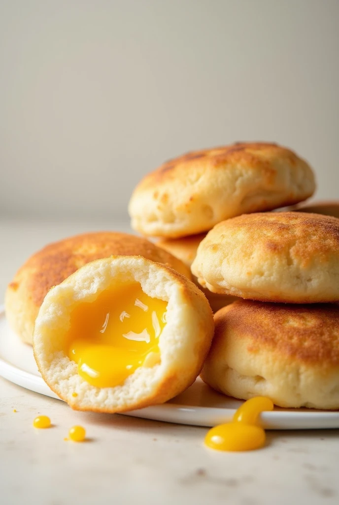 white arepas 10 cm in diameter, made from corn and filled with cheese
