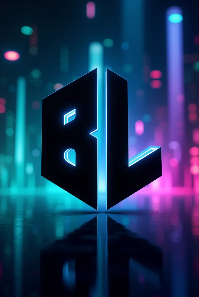 Create me a letter bl logo for my crypto token with neon background and bl should be black 