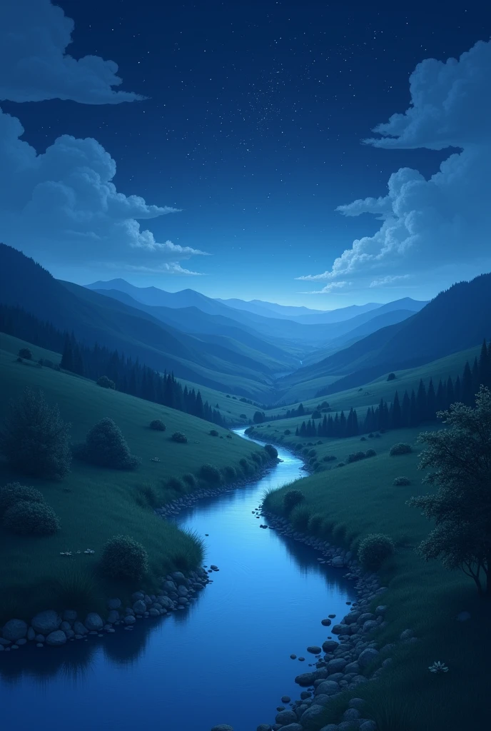 countryside landscape night river Emotional