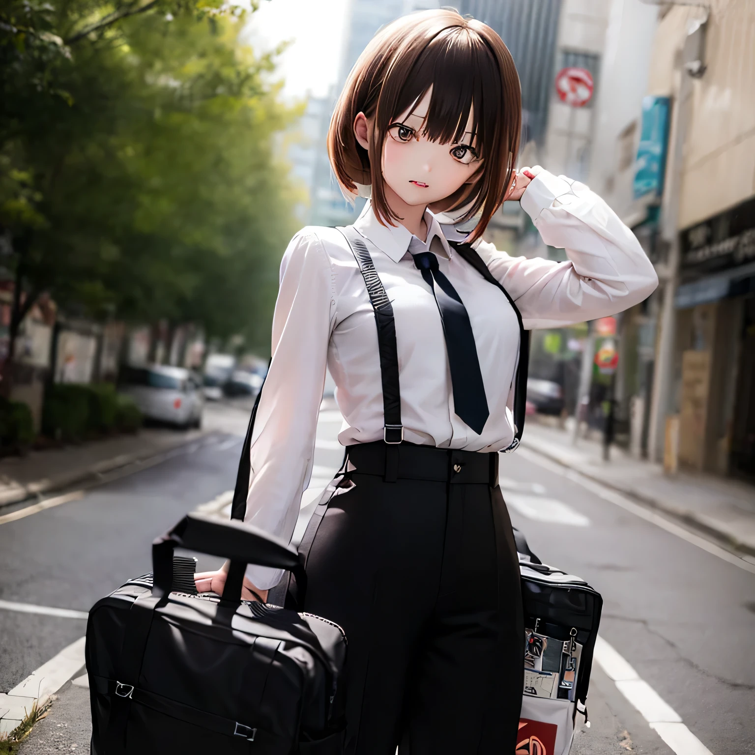 Makina Chainsaw Man White Blouse (((Black slacks)))