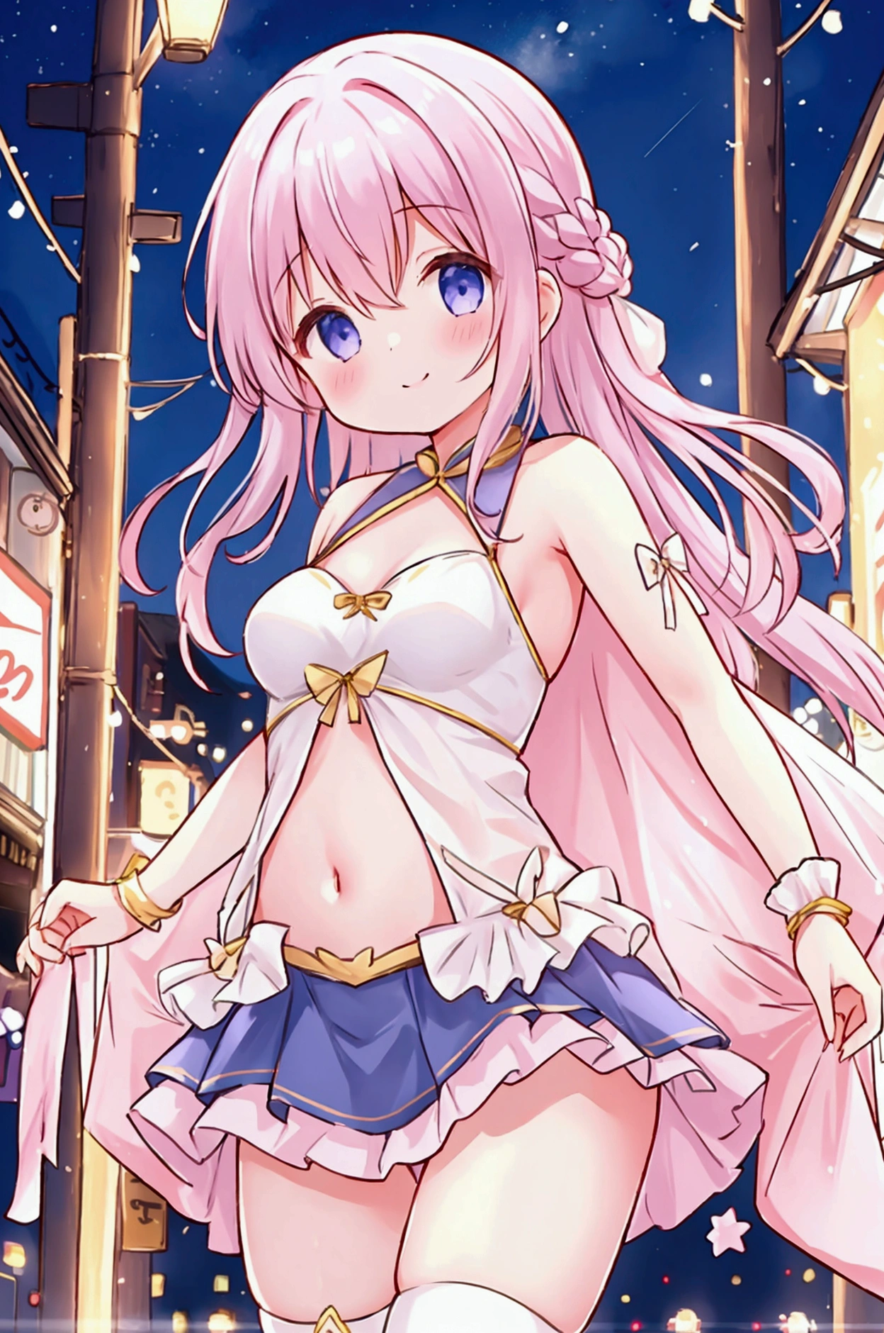 Girl、smile、Dancer&#39;s clothes、Night Town　Festivals、light up、illumination、Lots of exposure、Small breasts