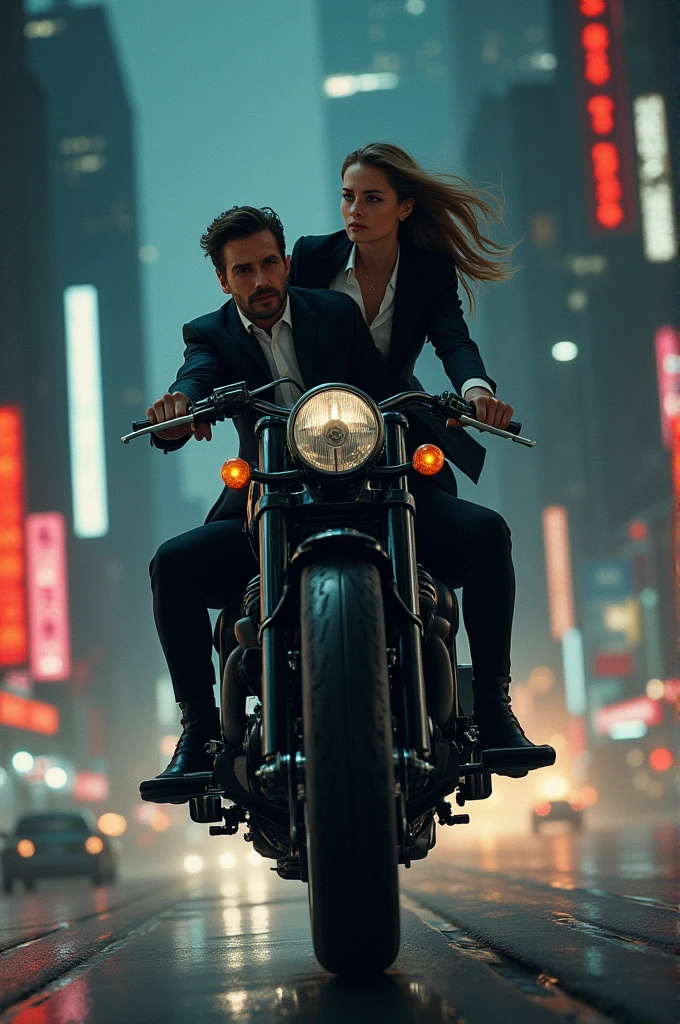 Secretary rides on the back of Michael Knight