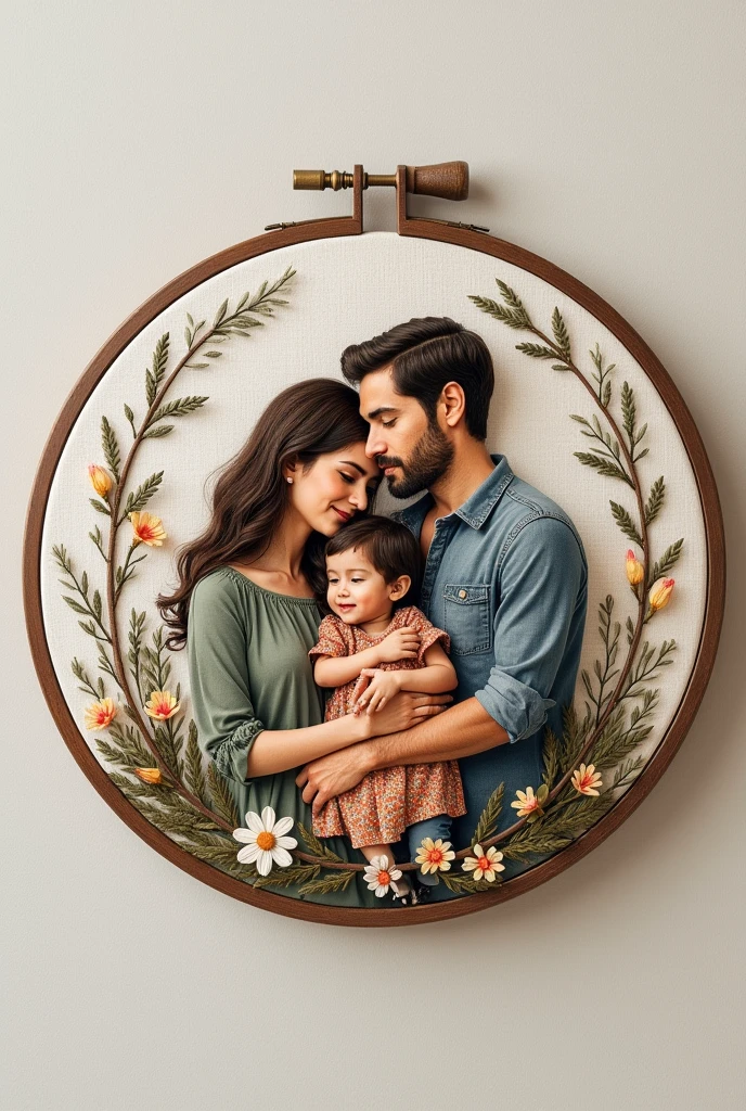 Family embroidery hoop art