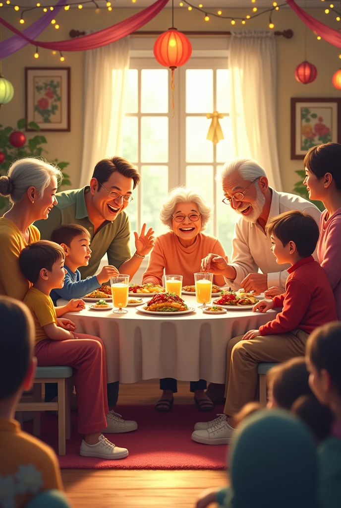Pictures about many relatives meet to celebrate