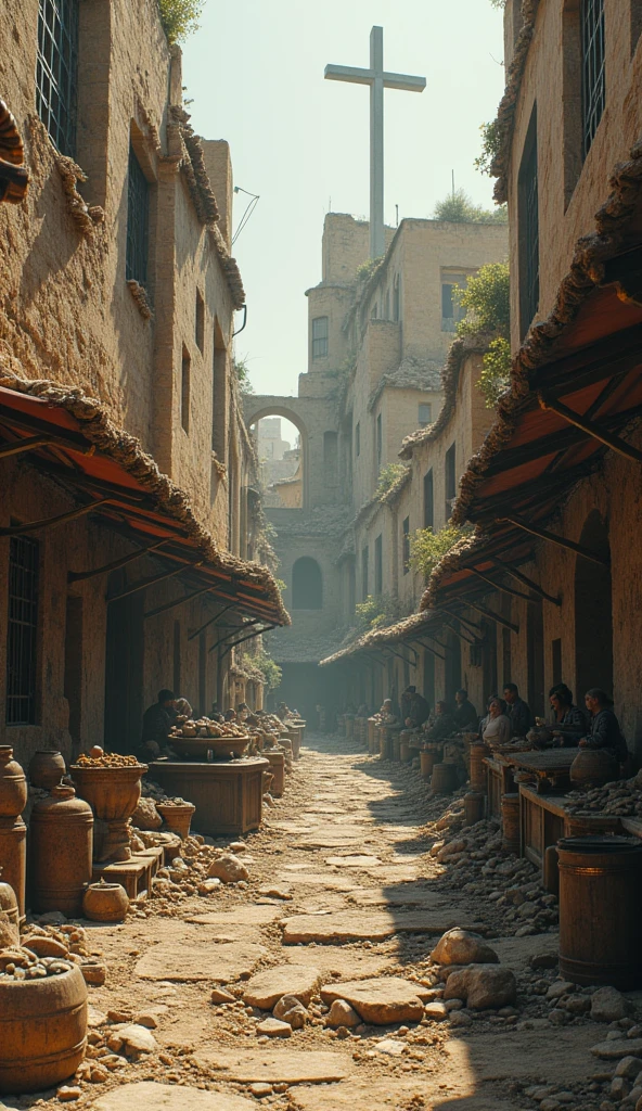 Ultrarealistic 8k Image, An image symbolizing everything that is around Job in the times of Jesus, is in ruins