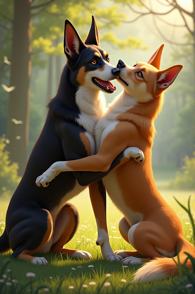 Two dogs having sex