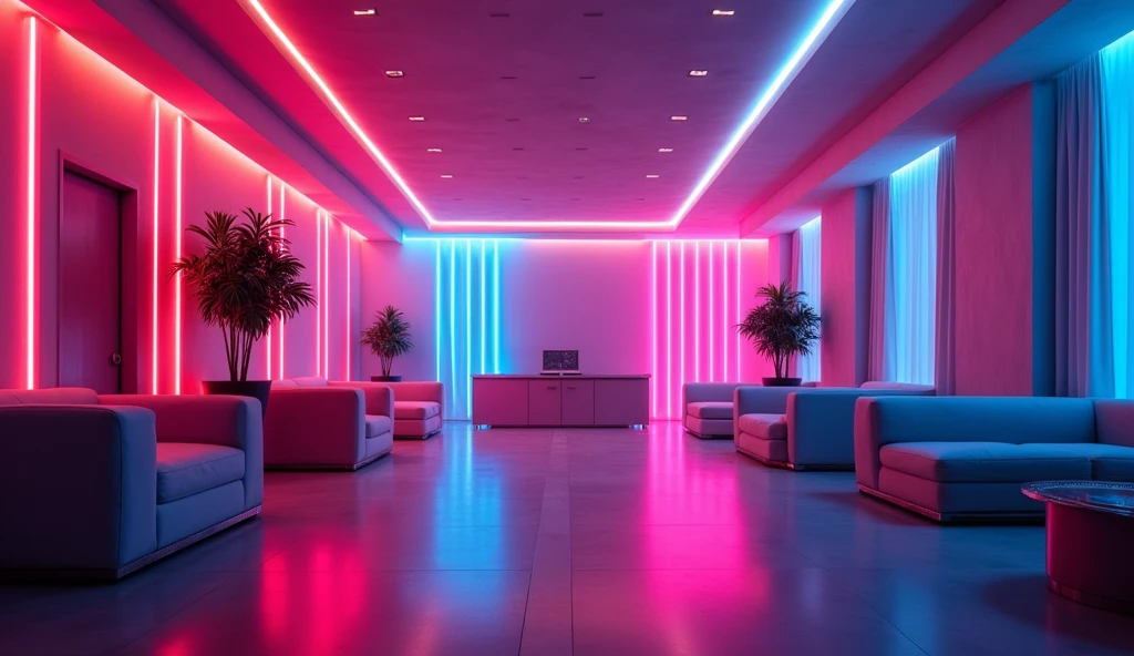 A neon luxury room for playing blind fold fight for YouTube thumbnail empty room and no players