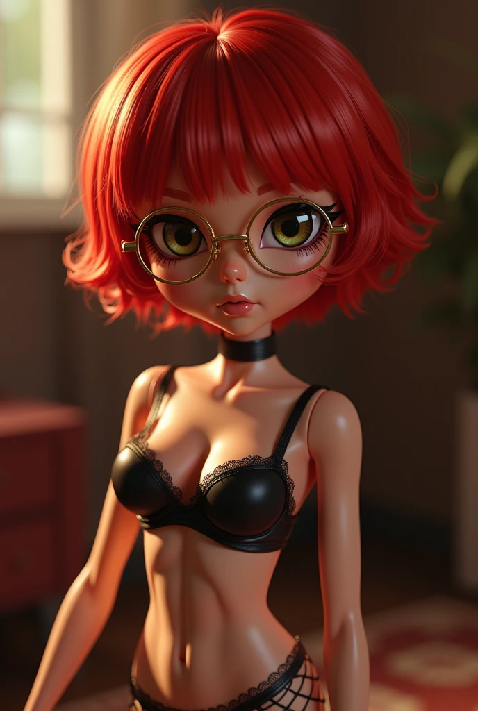 masterpiece, best quality,(((((no bra)))), (((boobs showing)))), (realistic, photo-realistic:1.4), (RAW photo:1.2), extremely detailed CG unity 8k wallpaper, delicate and beautiful, amazing, finely detail, official art, absurdres, incredibly absurdres, huge filesize, ultra-detailed, extremely detailed, extremely detailed girl, extremely detailed eyes and face, light on face,little smile,sarada uchiha,(parted bangs:1.2),short hair,black hair,(wearing bra:1.5),panties,garden,( girl:1.7),close up,(wearing red framed glasses:1.4),sunflower garden