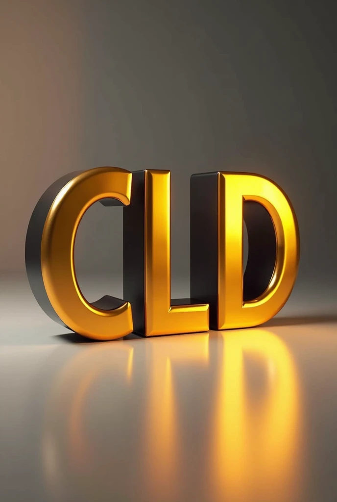 Logo with the text CLD in gold capital letters with black outline 3D animated without background
