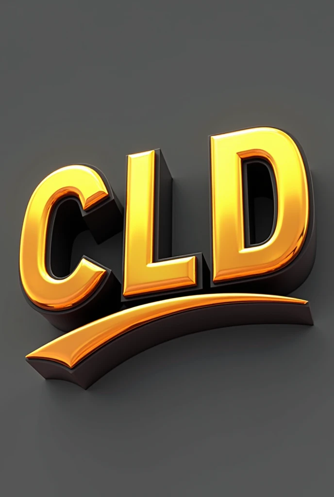 Logo with the text CLD in gold capital letters with black outline 3D animated without background