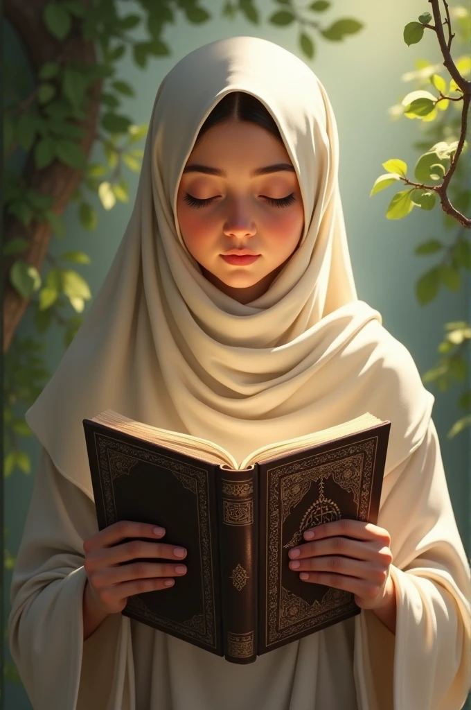 Beautiful girl holding Quran