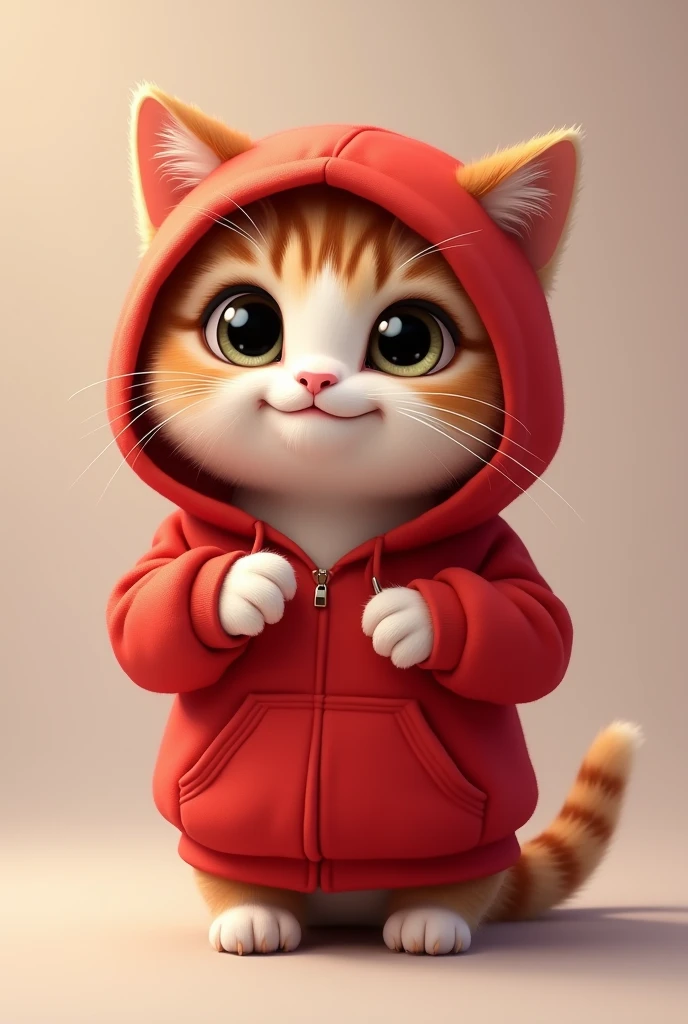 Cute Cat wearing red hoodie