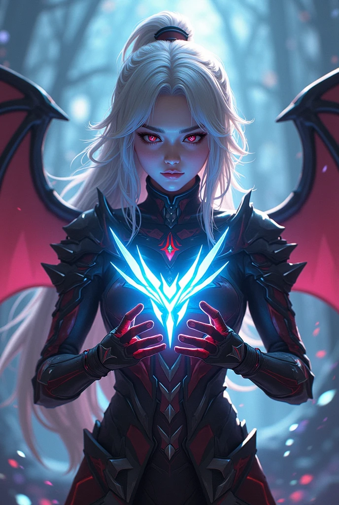 (Masterpiece:1.2, Best Quality), Furina from genshin impact holding the logo of acer predator