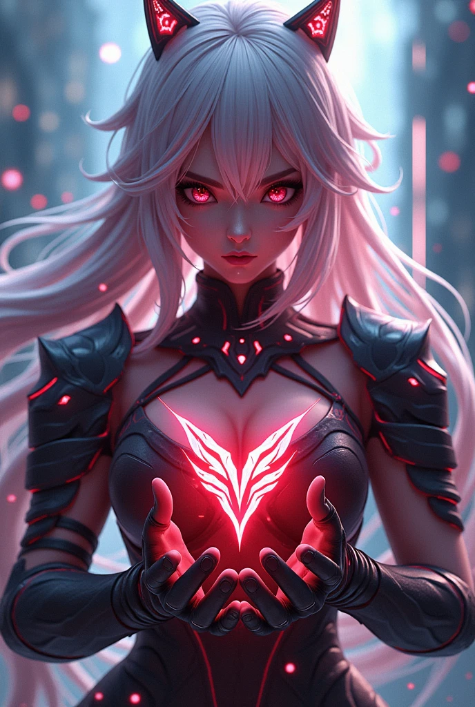 (Masterpiece:1.2, Best Quality), Furina from genshin impact holding the logo of acer predator