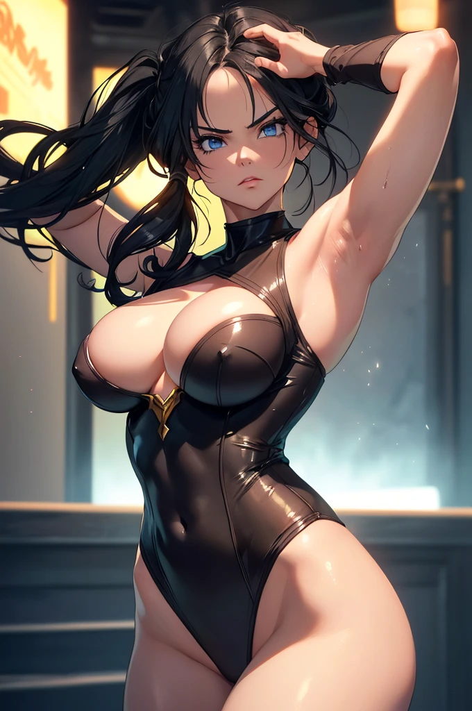 Highest quality,4K,High resolution,masterpiece:1.2), (Ultra-detailed), (Female swordsman with sword) (Dynamic Art), (He saw) (Dragon Ball Z setting), (pose), (Realist,photoRealist,photo-Realist:1.37), (High resolution,High resolution), (Portraiture), (Vibrant colors), (Long legs), (A noticeably elongated face), (Wide range) (Hermosos Fine grain), (Beautifully detailed lips), (Highly detailed eyes and face), , Bright eyes Dynamic angles and postures, Sweatびっしょり, Sweat, (Long eyelashes), (Sharp focus), (Physically Based Rendering), (Beautiful female warrior), (Large Breasts) (Leg spread), (intense), (expression of intense desire), (Motion Blur), (elegant), (Slim figure), (Inspired by anime), (Bright light), (Cinema Lighting), (Contrasting colors), (Mysterious atmosphere), (Action-packed scenes), (Unique Look), (impressive), (good looking), (Exciting), (Expressive), (Interesting atmosphere), (Huge breasts:1.2) ((Highest quality)),((Very detailed)),masterpiece,Absurd,Detailed face,Beautiful Face,(Fine grain, Deep Eyes),(1 person),((Dynamic pose)),