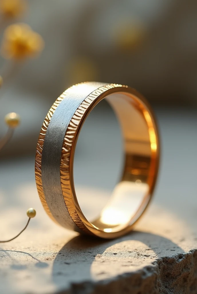 A half gold, half silver wedding ring 